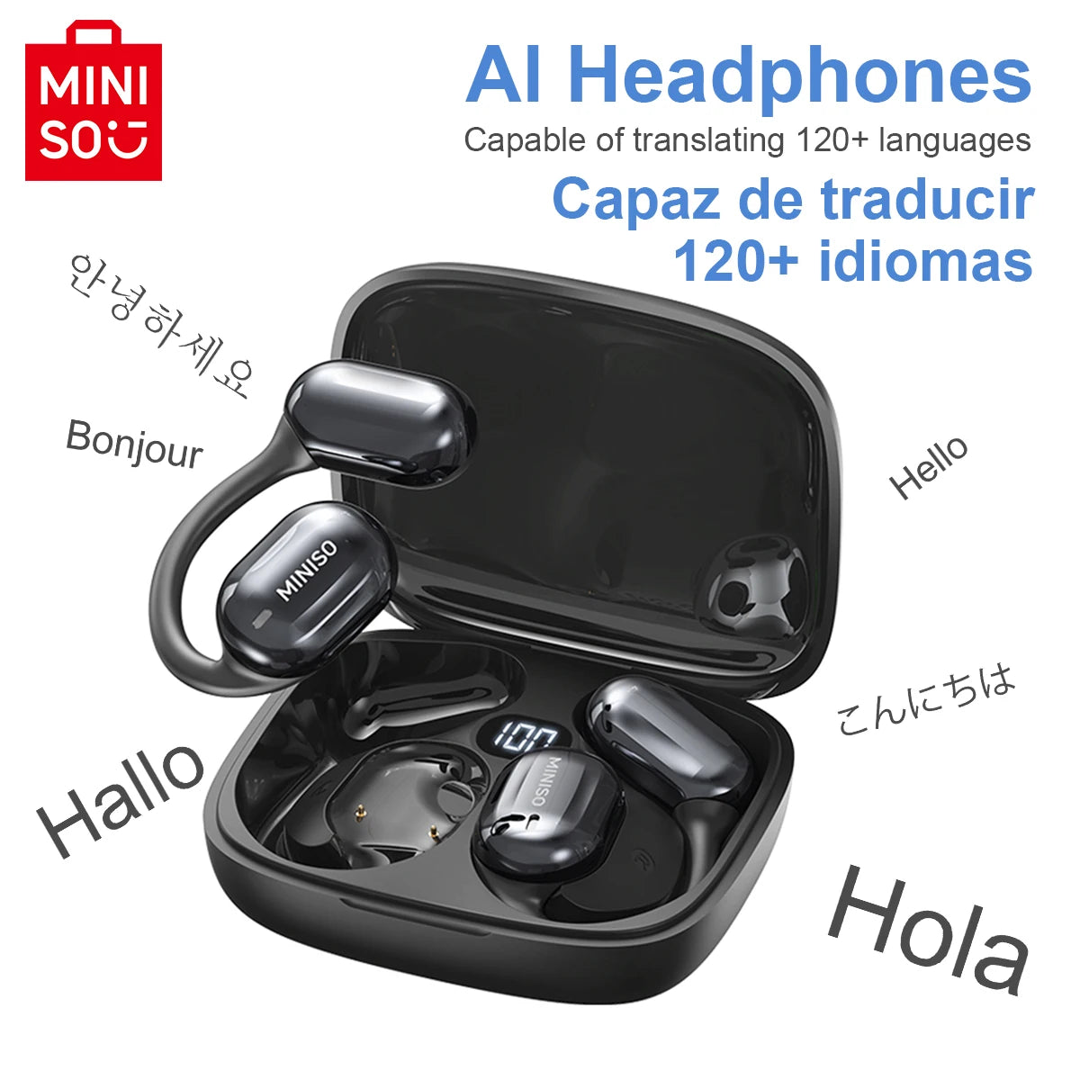 Auriculares inalámbricos con IA y traducción Bluetooth MINISO MS162 