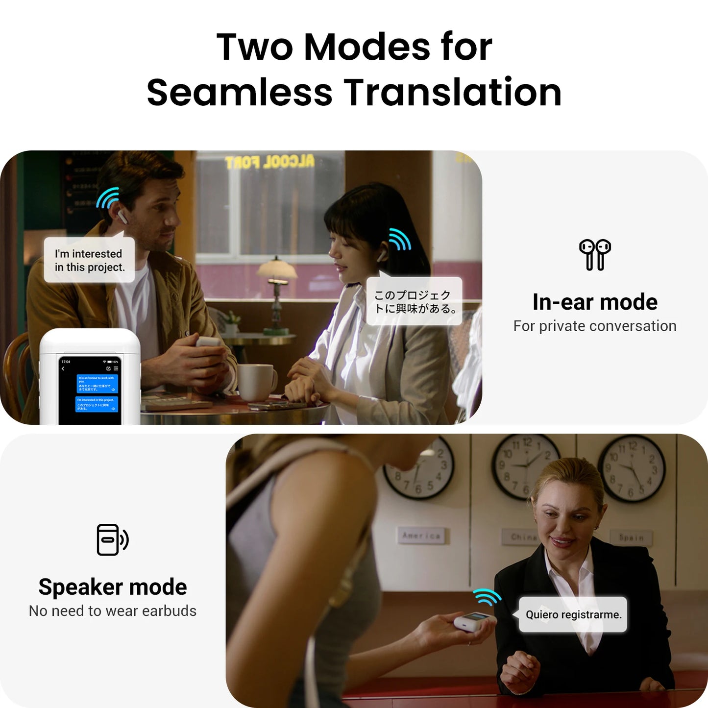 Wooask A8 Translator Earbuds, Innovative ChatGPT AI Translator Earphones with Touch Screen, 144 Languages with 16 Offline Packs