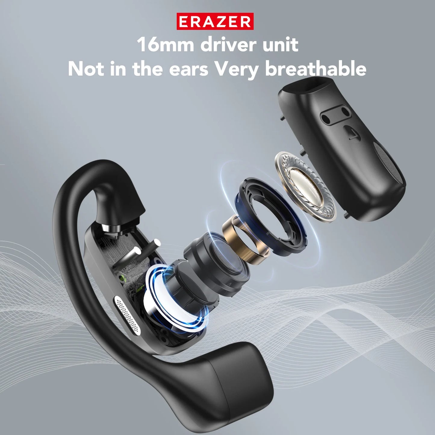 Auriculares inalámbricos Erazer XP6 con traductor de IA, auriculares para juegos con ecualizador y aplicación Bluetooth, sonido potente y resistente al agua. 