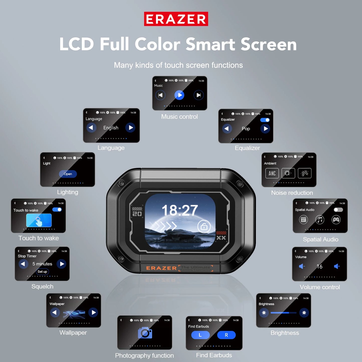 Auriculares inalámbricos Erazer XP6 con traductor de IA, auriculares para juegos con ecualizador y aplicación Bluetooth, sonido potente y resistente al agua. 