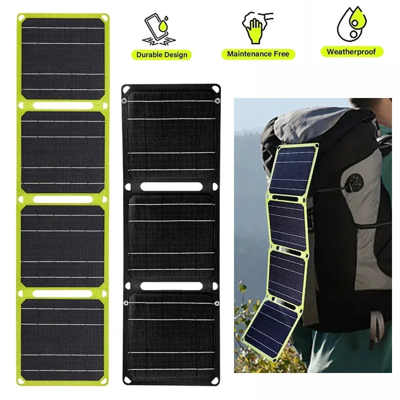 Panneau solaire pliable ETFE 21W/40W pour téléphone portable, camping, voyages, activités de plein air, chargement rapide USB, sac de charge, plaque solaire 5V/9V/12V 