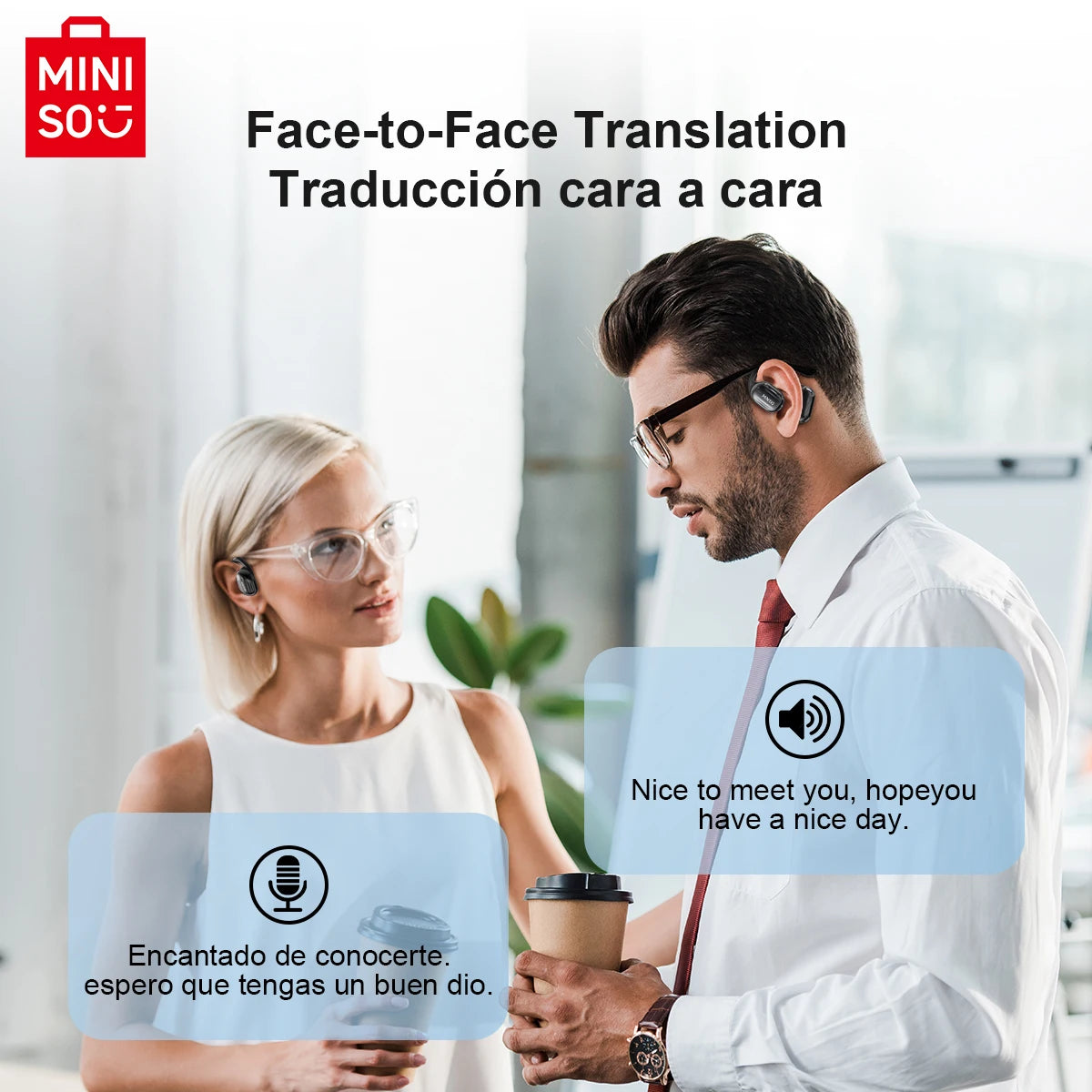 Auriculares inalámbricos con IA y traducción Bluetooth MINISO MS162 