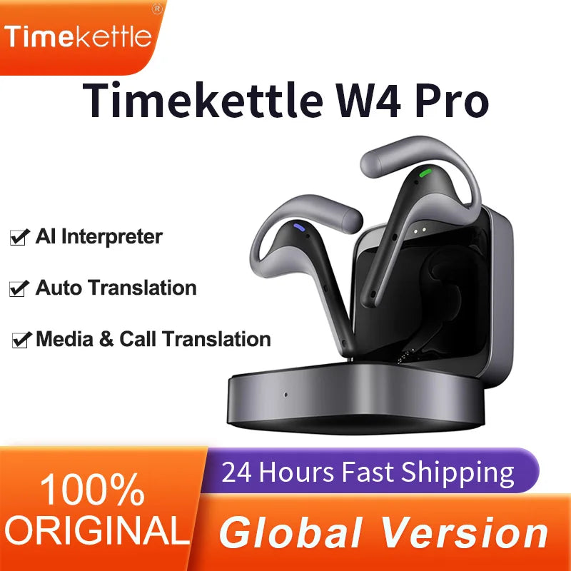 Timekettle W4 Pro AI Interpreter Translation Earbuds Bidirectional Simultaneous Smart Translator Headset Device