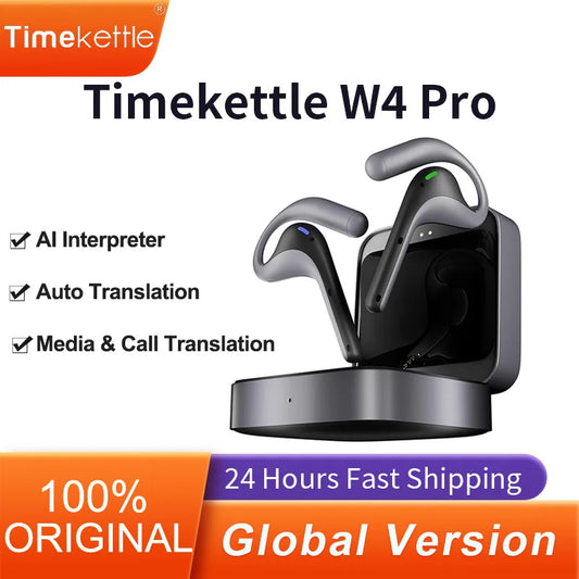Timekettle W4 Pro AI Interpreter Translation Earbuds Bidirectional Simultaneous Smart Translator Headset Device