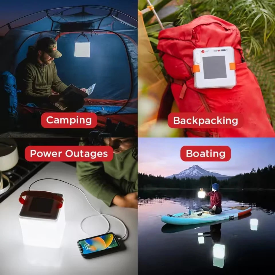 2-in-1 Solar Camping Lantern and Phone Charger - Inflatable LED Lamp for Camping, Hiking and Travel - Emergency Light f