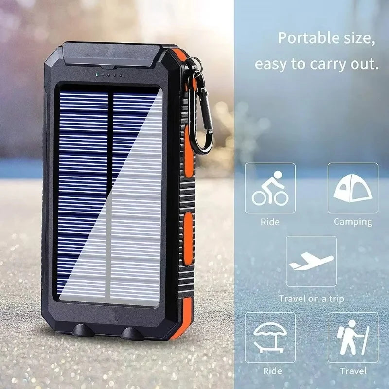 VIVO 200000mAh Waterproof Outdoor Solar Power Bank Dual USB Travel Portable Solar Phone Charger Solar Powerbanks For Camping