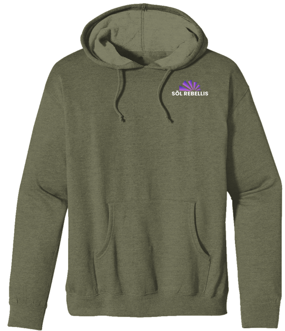 Sudadera con capucha de tejido jaspeado orgánico/reciclado (con el logotipo de Sōl Rebellis)