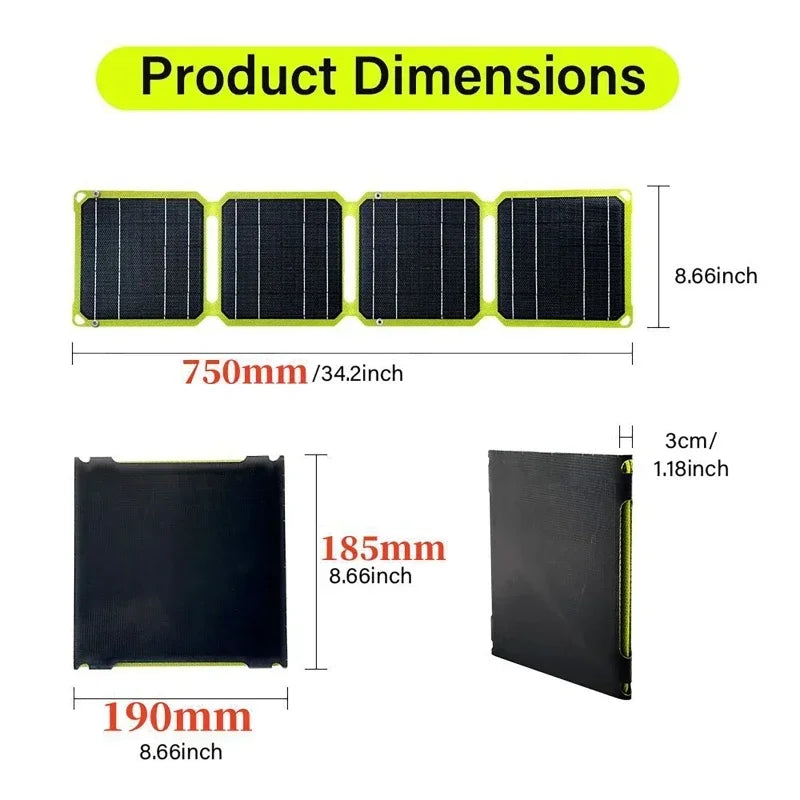 Panneau solaire pliable ETFE 21W/40W pour téléphone portable, camping, voyages, activités de plein air, chargement rapide USB, sac de charge, plaque solaire 5V/9V/12V 